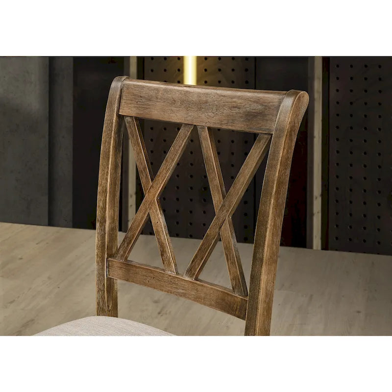 Set da Pranzo da 5 Pezzi in Legno con Schienale a Croce