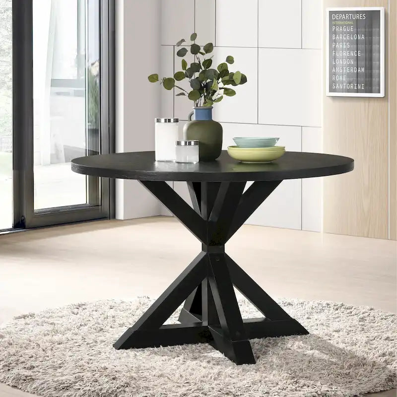 Set da Pranzo da 5 Pezzi in Legno con Schienale a Croce