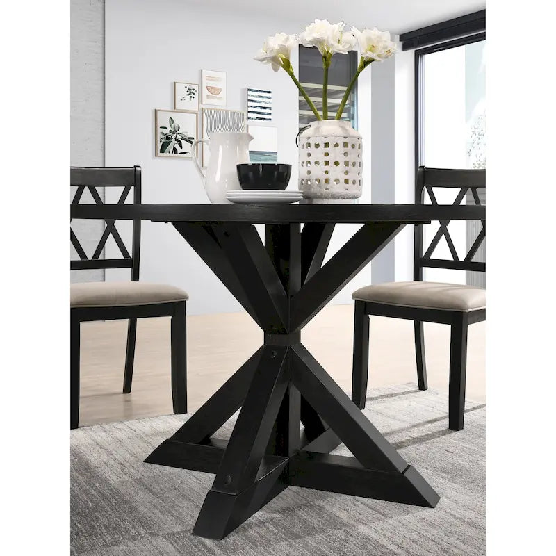 Set da Pranzo da 5 Pezzi in Legno con Schienale a Croce