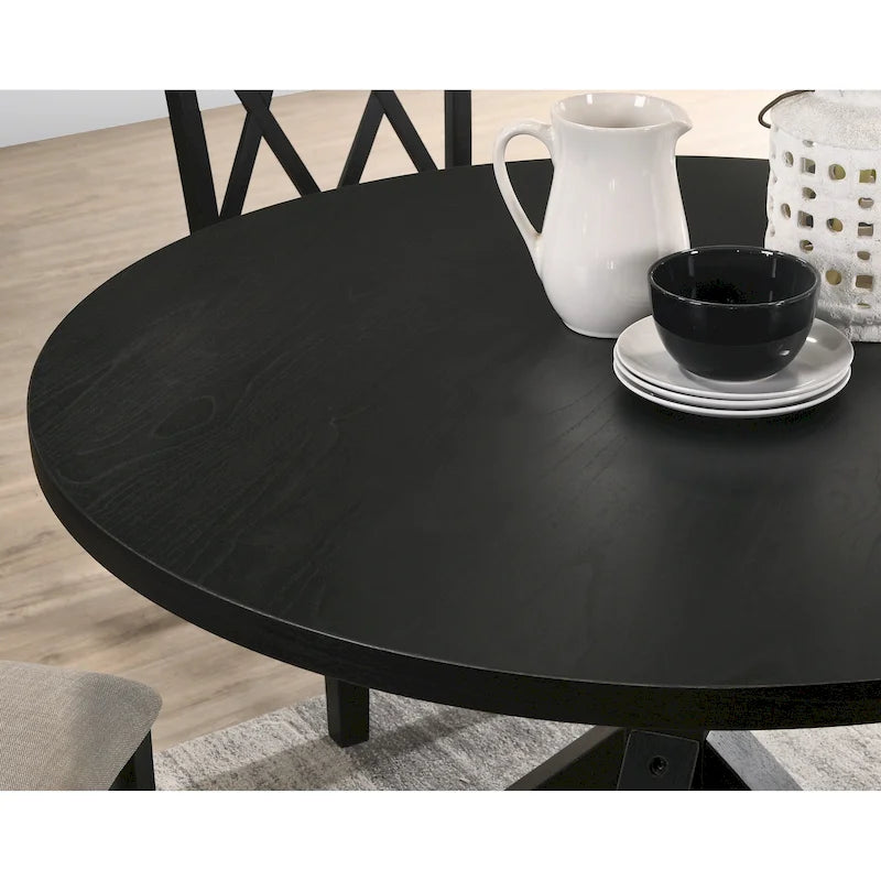 Set da Pranzo da 5 Pezzi in Legno con Schienale a Croce