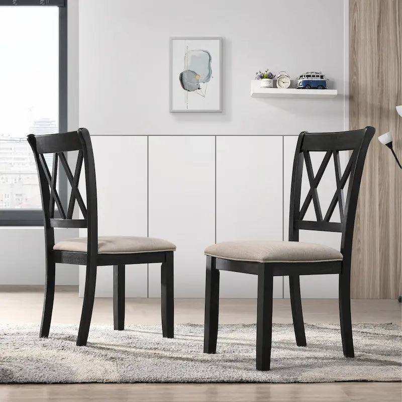 Set da Pranzo da 5 Pezzi in Legno con Schienale a Croce