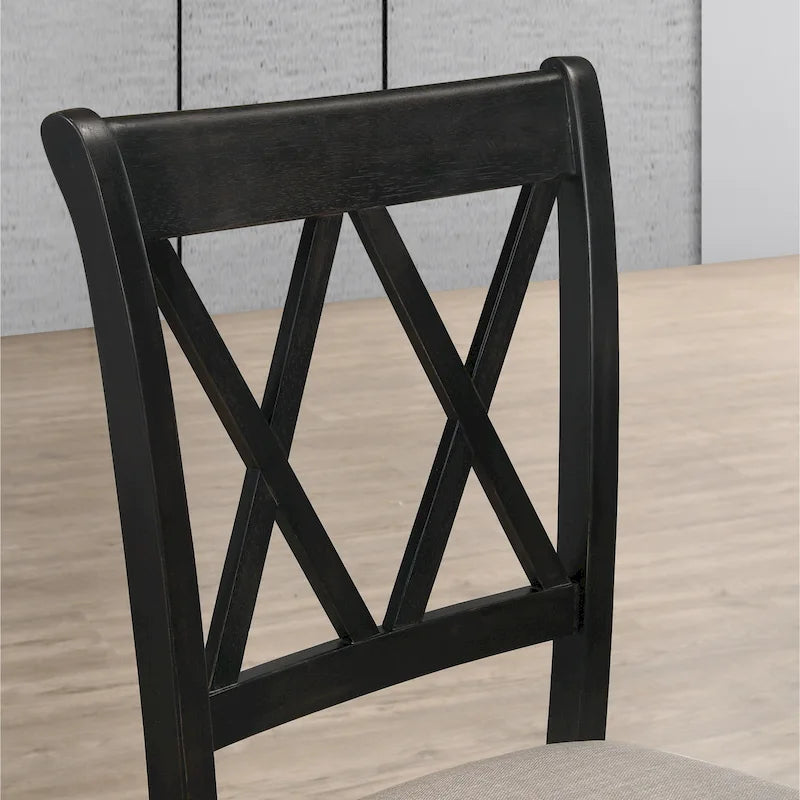 Set da Pranzo da 5 Pezzi in Legno con Schienale a Croce