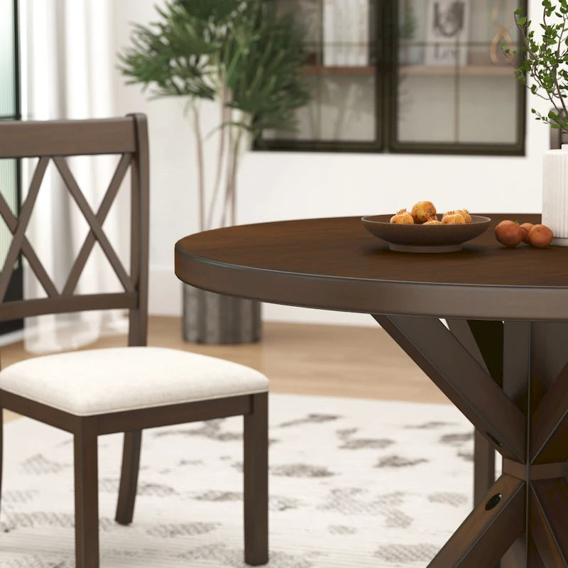 Set da Pranzo da 5 Pezzi in Legno con Schienale a Croce