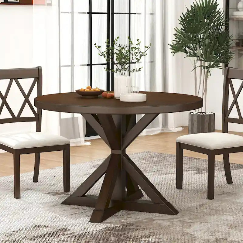 Set da Pranzo da 5 Pezzi in Legno con Schienale a Croce