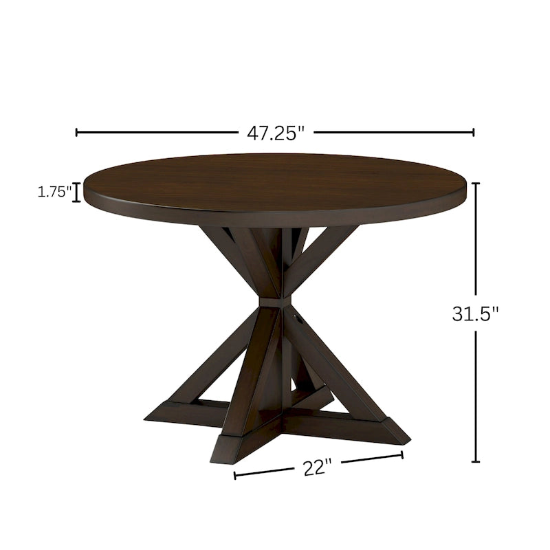Set da Pranzo da 5 Pezzi in Legno con Schienale a Croce