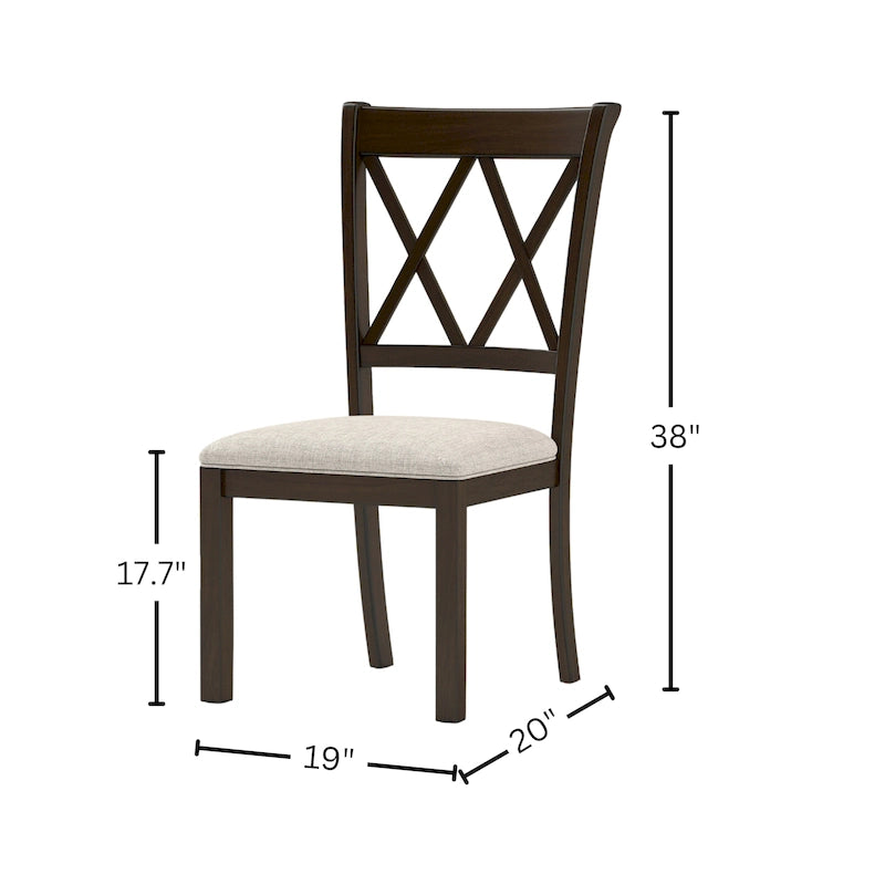 Set da Pranzo da 5 Pezzi in Legno con Schienale a Croce