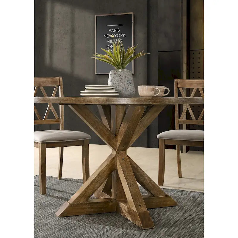 Set da Pranzo da 5 Pezzi in Legno con Schienale a Croce