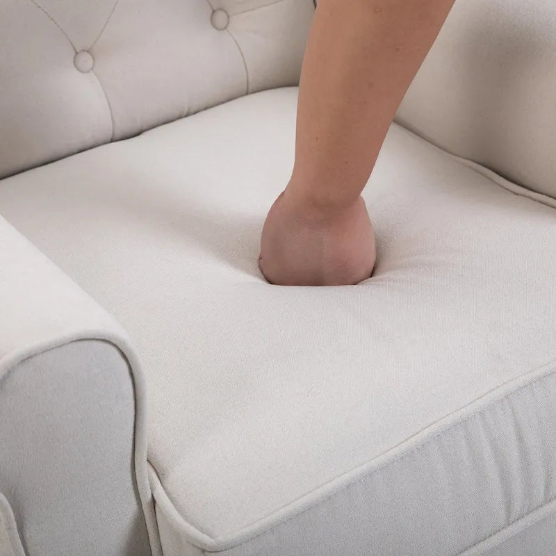 Poltrona d'Appoggio con Gambe in Legno e Trapuntatura