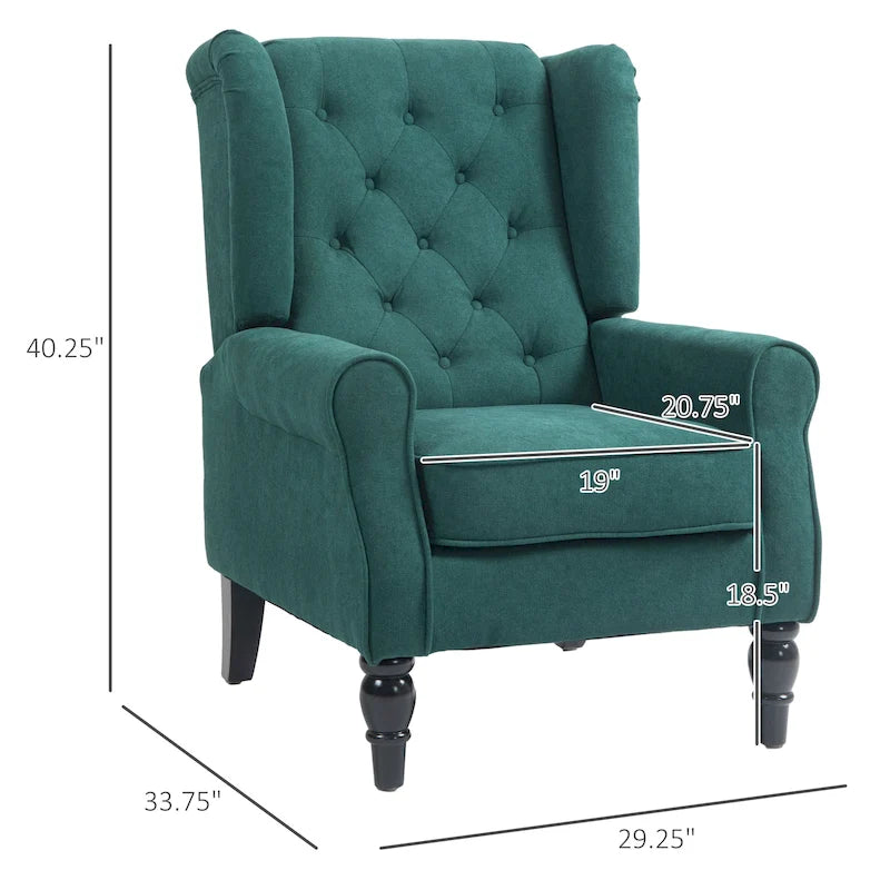 Poltrona d'Appoggio con Gambe in Legno e Trapuntatura