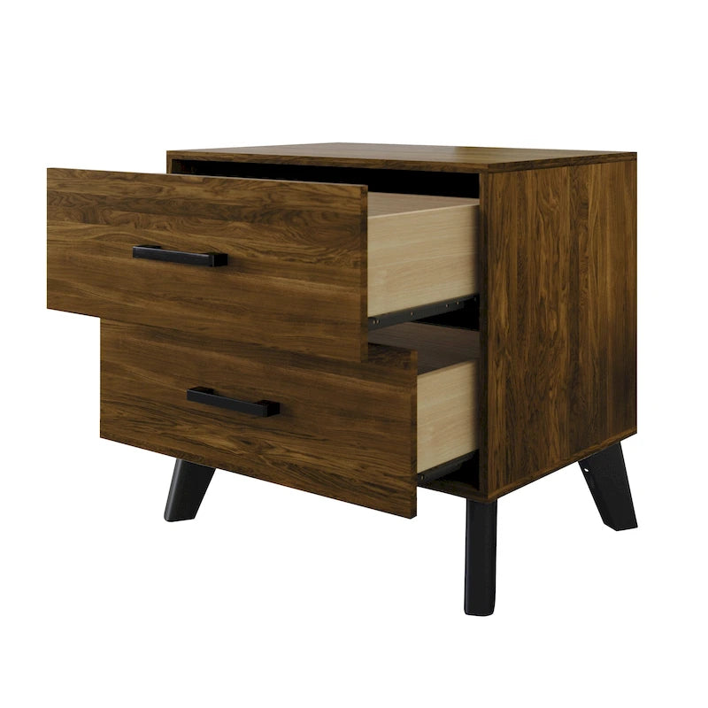 Comodino in Legno Classico a 2 Cassetti