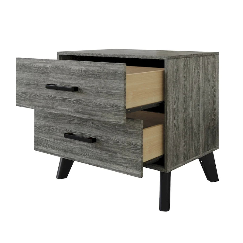 Comodino in Legno Classico a 2 Cassetti