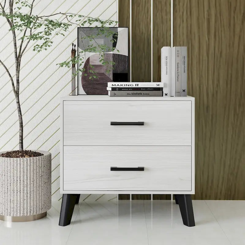 Comodino in Legno Classico a 2 Cassetti