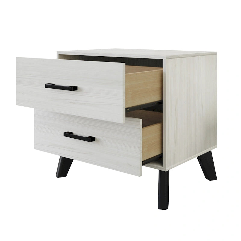 Comodino in Legno Classico a 2 Cassetti