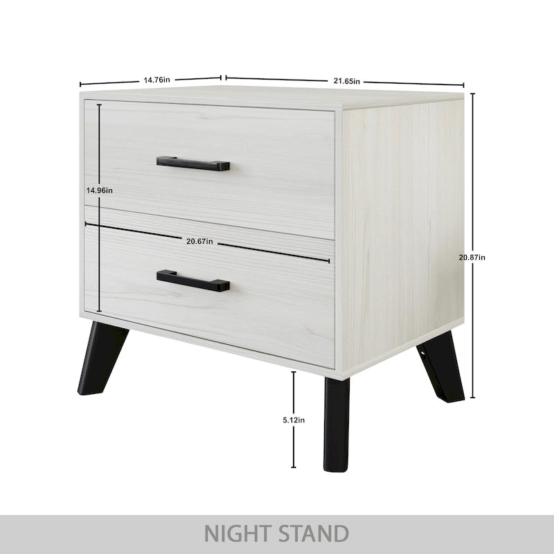 Comodino in Legno Classico a 2 Cassetti