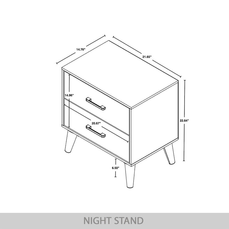 Comodino in Legno Classico a 2 Cassetti