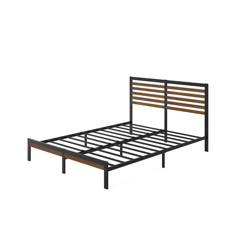 Struttura letto a piattaforma in bambù marrone e metallo