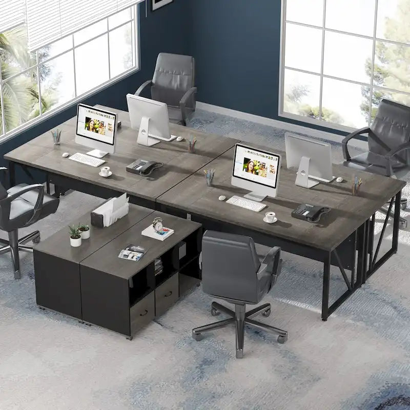 Scrivania a L per computer da 160 cm con schedario laterale da 120 cm, set scrivania direzionale per ufficio domestico