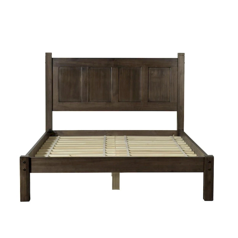 Grain Wood Furniture Letto a piattaforma Shaker in legno massello con pannelli