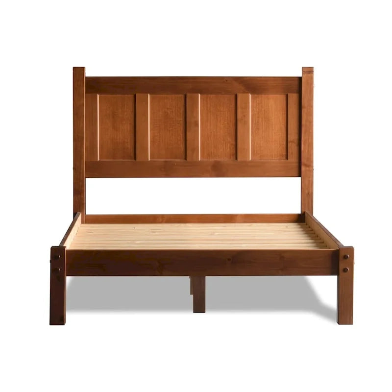 Grain Wood Furniture Letto a piattaforma Shaker in legno massello con pannelli