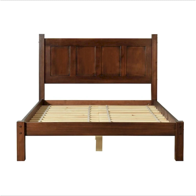 Grain Wood Furniture Letto a piattaforma Shaker in legno massello con pannelli