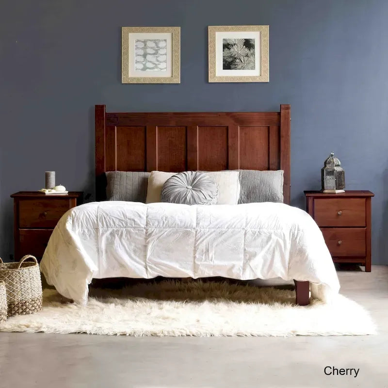 Grain Wood Furniture Letto a piattaforma Shaker in legno massello con pannelli