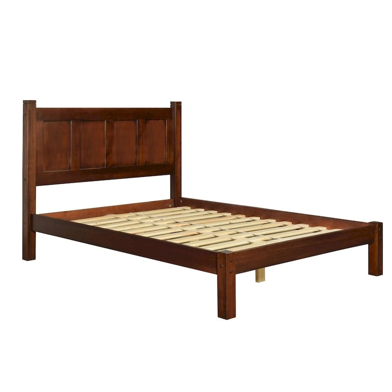 Grain Wood Furniture Letto a piattaforma Shaker in legno massello con pannelli