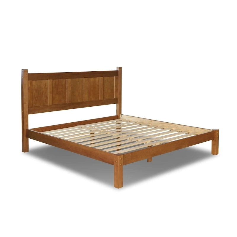 Grain Wood Furniture Letto a piattaforma Shaker in legno massello con pannelli