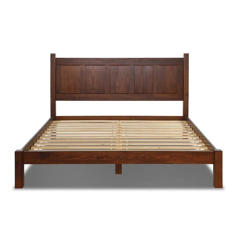 Grain Wood Furniture Letto a piattaforma Shaker in legno massello con pannelli