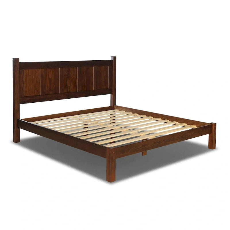 Grain Wood Furniture Letto a piattaforma Shaker in legno massello con pannelli
