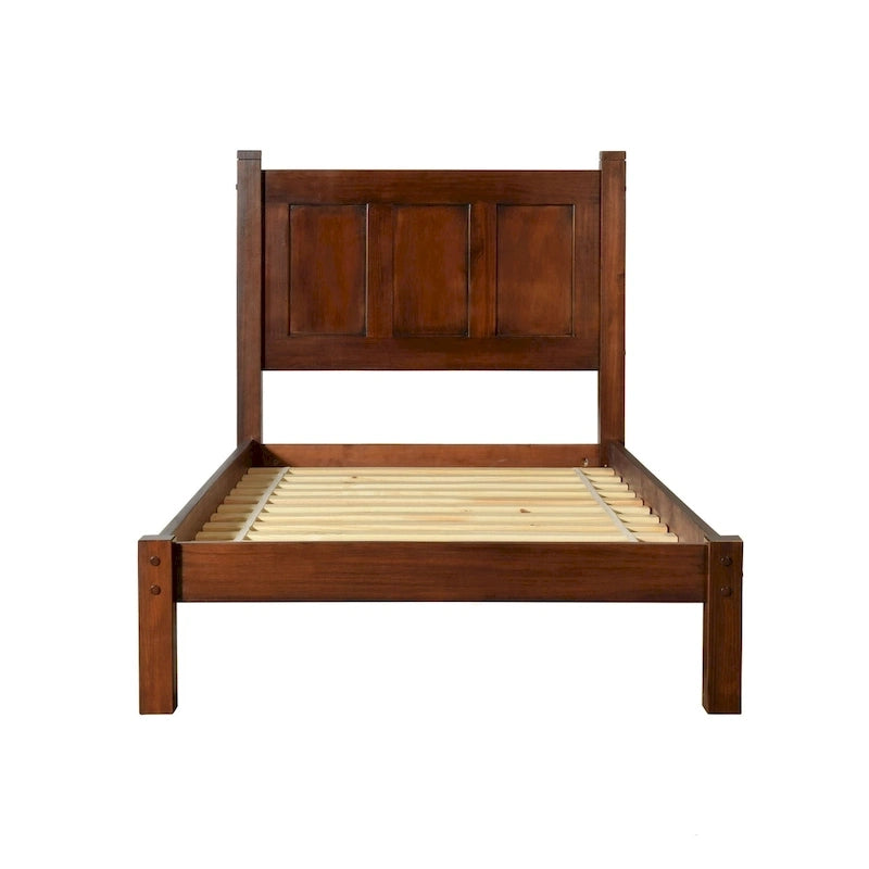 Grain Wood Furniture Letto a piattaforma Shaker in legno massello con pannelli