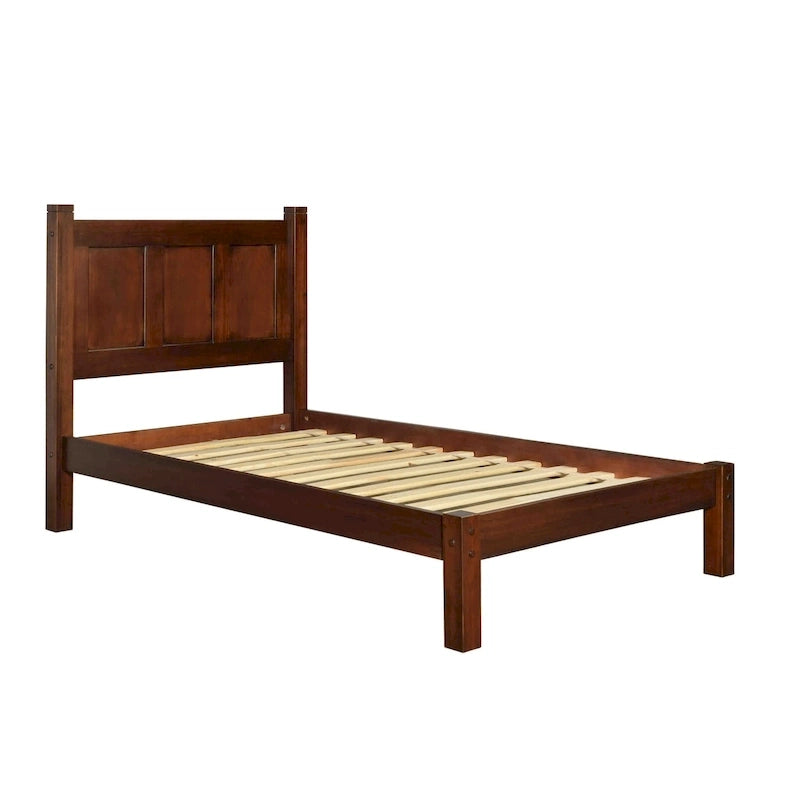 Grain Wood Furniture Letto a piattaforma Shaker in legno massello con pannelli