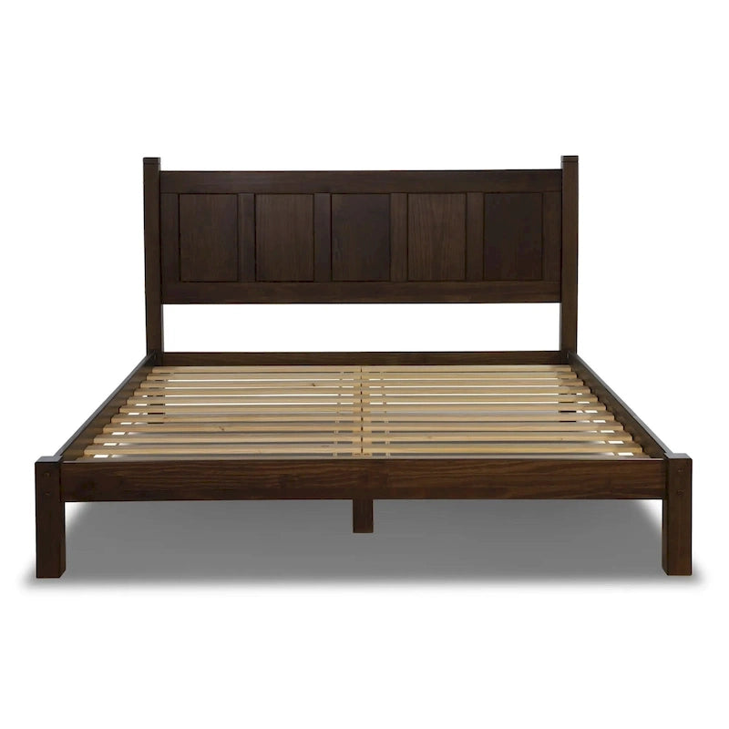 Grain Wood Furniture Letto a piattaforma Shaker in legno massello con pannelli