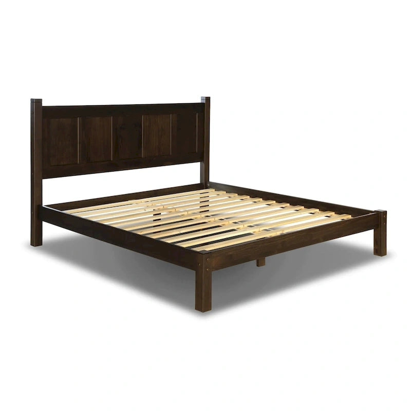 Grain Wood Furniture Letto a piattaforma Shaker in legno massello con pannelli