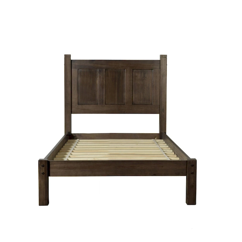 Grain Wood Furniture Letto a piattaforma Shaker in legno massello con pannelli