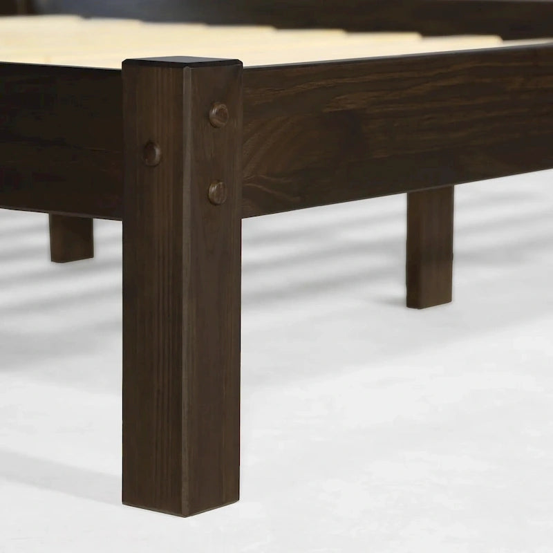 Grain Wood Furniture Letto a piattaforma Shaker in legno massello con pannelli