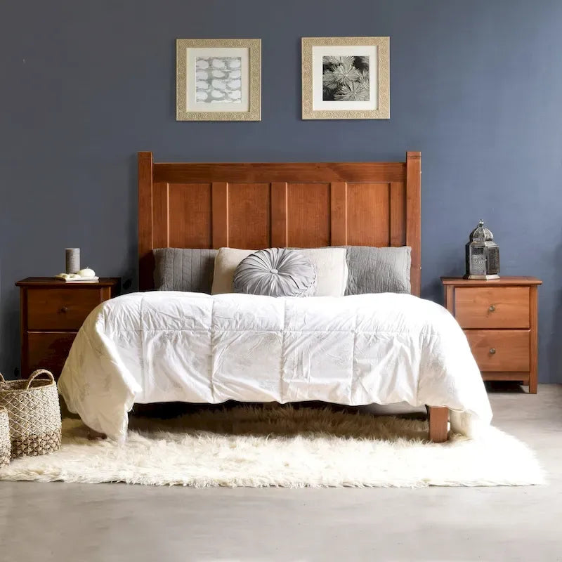Grain Wood Furniture Letto a piattaforma Shaker in legno massello con pannelli