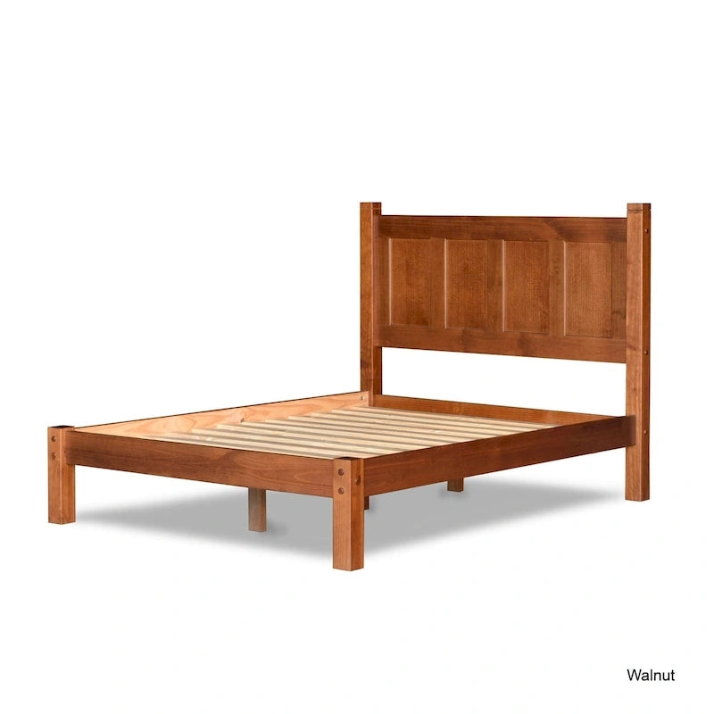 Grain Wood Furniture Letto a piattaforma Shaker in legno massello con pannelli