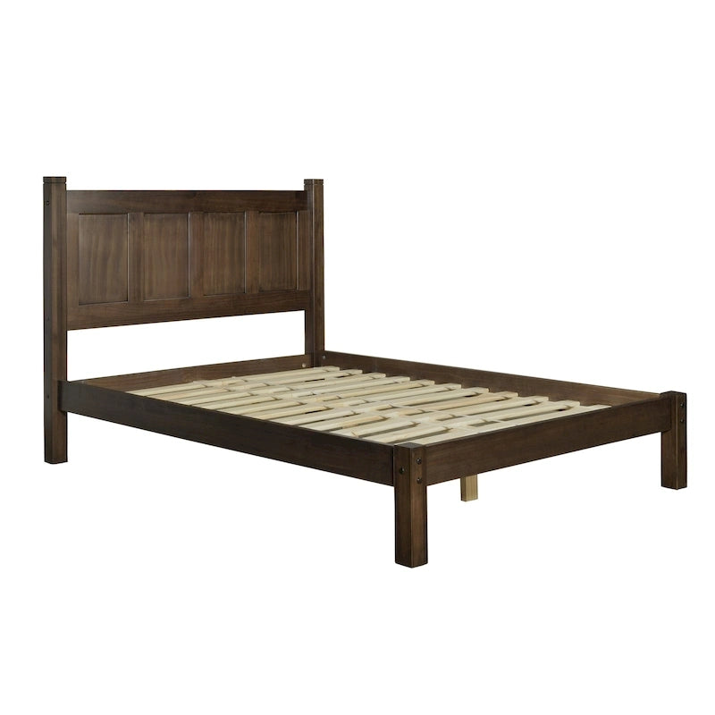 Grain Wood Furniture Letto a piattaforma Shaker in legno massello con pannelli