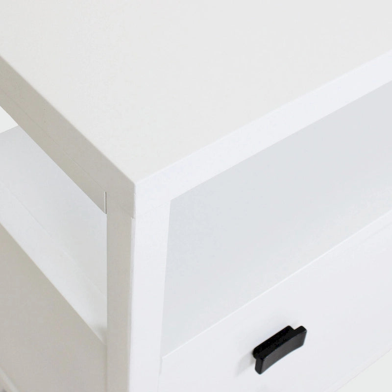Comodino in legno artigianale a 2 cassetti con ripiano aperto