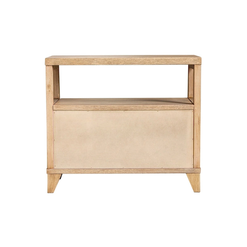 Comodino in legno artigianale a 2 cassetti con ripiano aperto