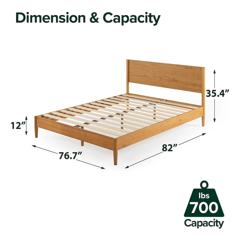 Struttura Letto a Piattaforma in Legno Mid-Century