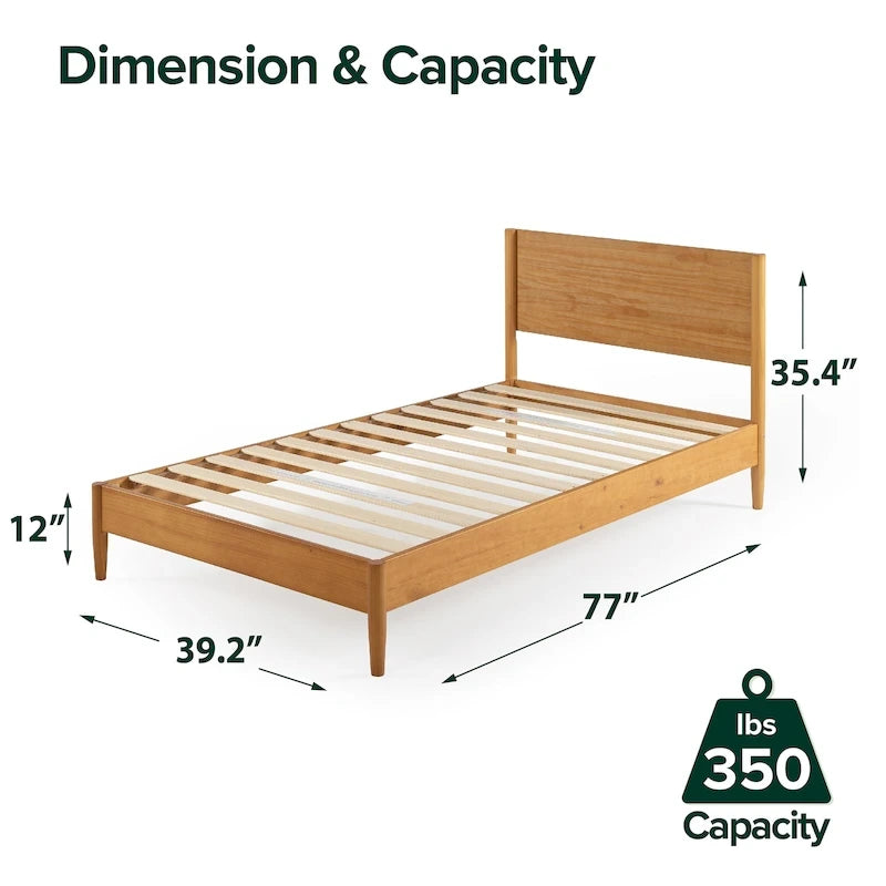 Struttura Letto a Piattaforma in Legno Mid-Century