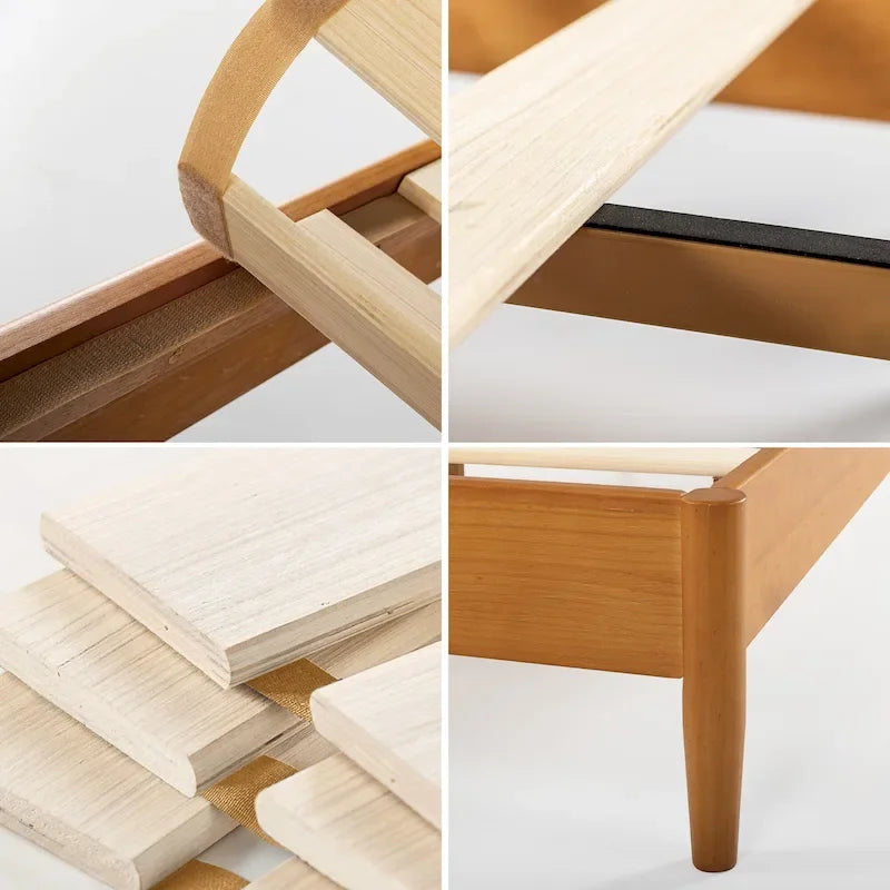 Struttura Letto a Piattaforma in Legno Mid-Century