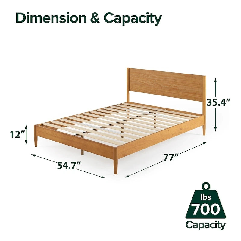 Struttura Letto a Piattaforma in Legno Mid-Century