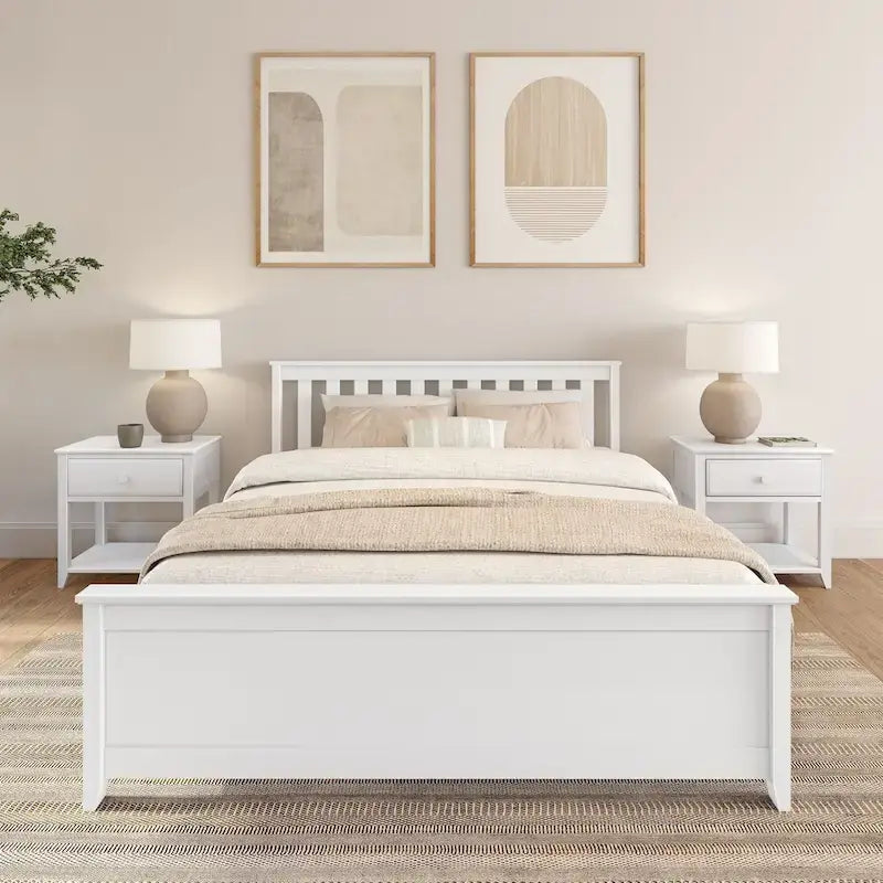 Classico letto a piattaforma Queen in vero legno massello