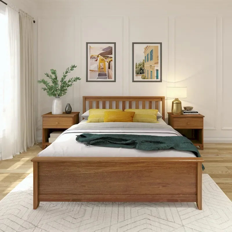 Classico letto a piattaforma Queen in vero legno massello