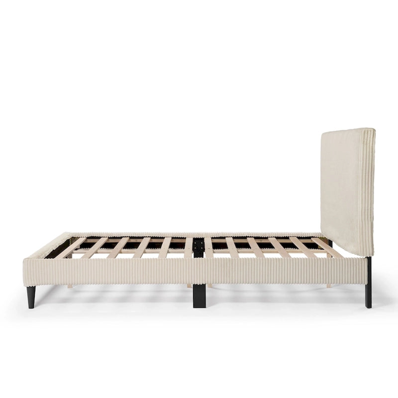 Letto a piattaforma moderno in velluto a coste Queen Size, non è richiesta la rete