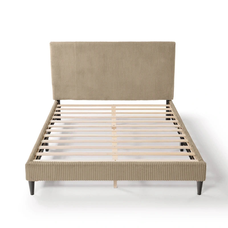 Letto a piattaforma moderno in velluto a coste Queen Size, non è richiesta la rete