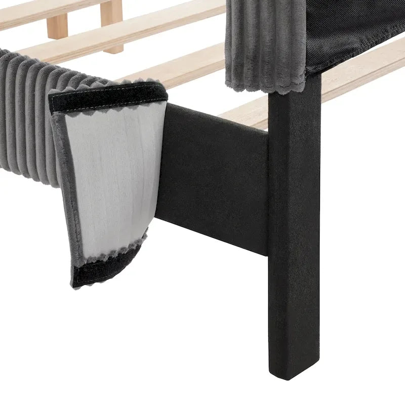 Letto a piattaforma moderno in velluto a coste Queen Size, non è richiesta la rete