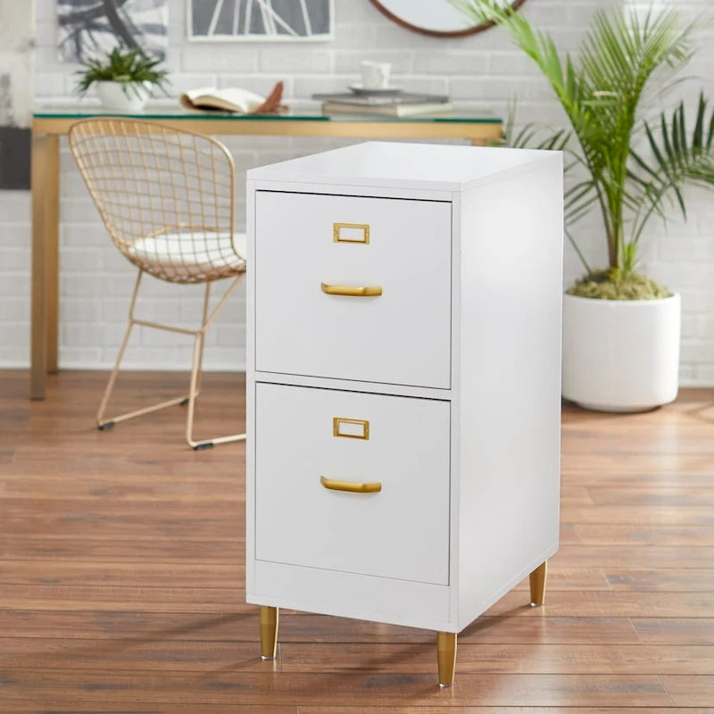 Schedario a 2 cassetti formato Letter con maniglie dorate